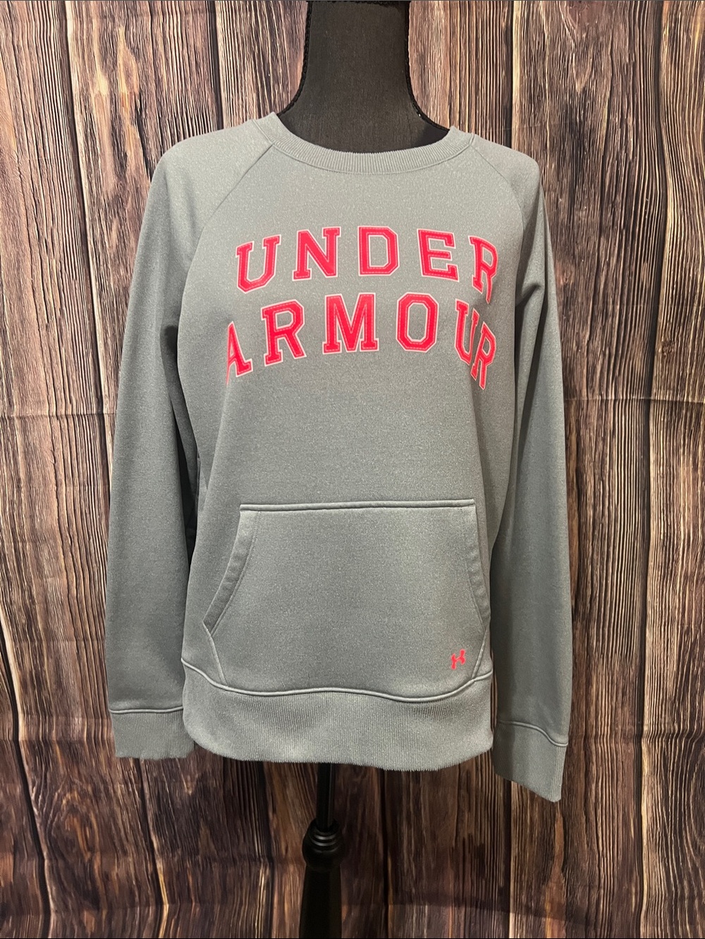Under Armour Gray Crewneck Sweatshirt with Pink Logo